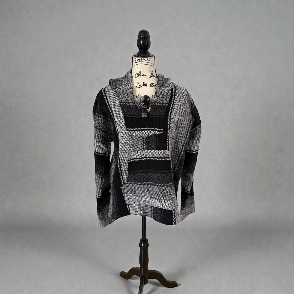 Gray and Black Striped Baja hoodie